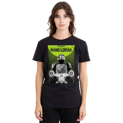 Black - Back - Star Wars: The Mandalorian Womens-Ladies Razor Crest Poster T-Shirt