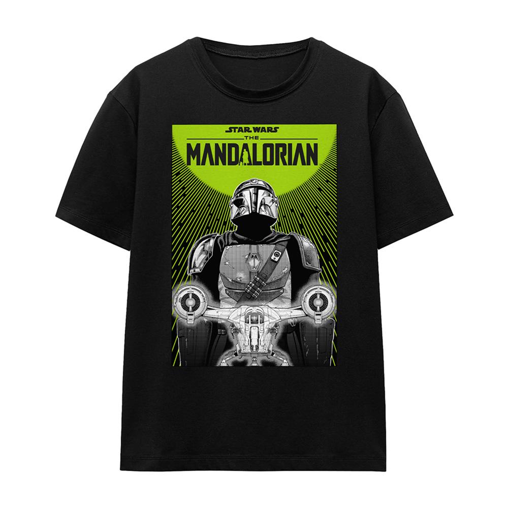 Black - Front - Star Wars: The Mandalorian Womens-Ladies Razor Crest Poster T-Shirt