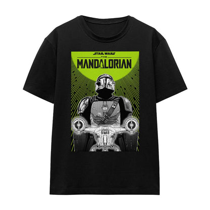 Black - Front - Star Wars: The Mandalorian Womens-Ladies Razor Crest Poster T-Shirt