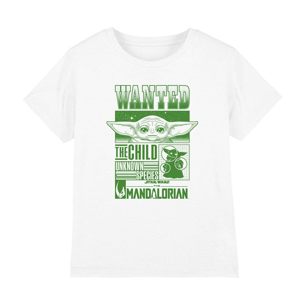White - Front - Star Wars The Mandalorian Childrens-Kids Grogu Wanted Poster T-Shirt