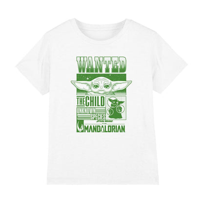 White - Front - Star Wars The Mandalorian Childrens-Kids Grogu Wanted Poster T-Shirt