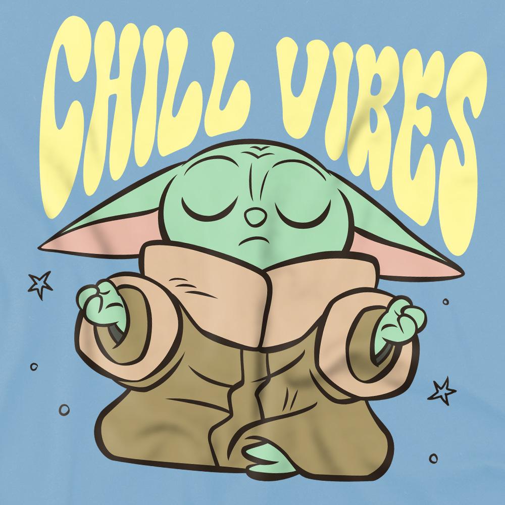 Light Blue - Back - Star Wars The Mandalorian Childrens-Kids Chill Vibes Grogu T-Shirt