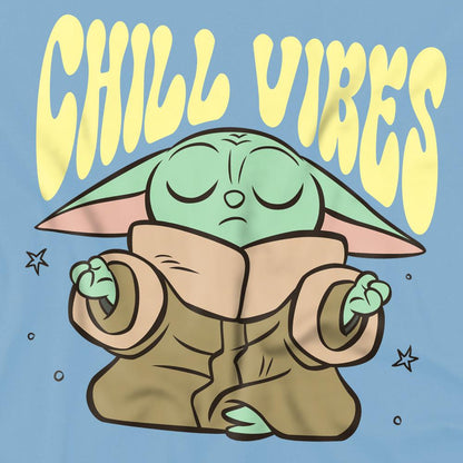 Light Blue - Back - Star Wars The Mandalorian Childrens-Kids Chill Vibes Grogu T-Shirt