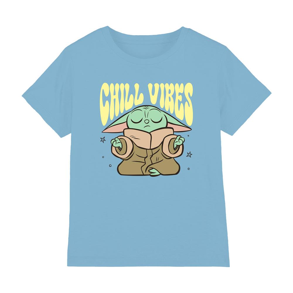 Light Blue - Front - Star Wars The Mandalorian Childrens-Kids Chill Vibes Grogu T-Shirt