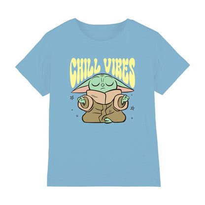 Light Blue - Front - Star Wars The Mandalorian Childrens-Kids Chill Vibes Grogu T-Shirt