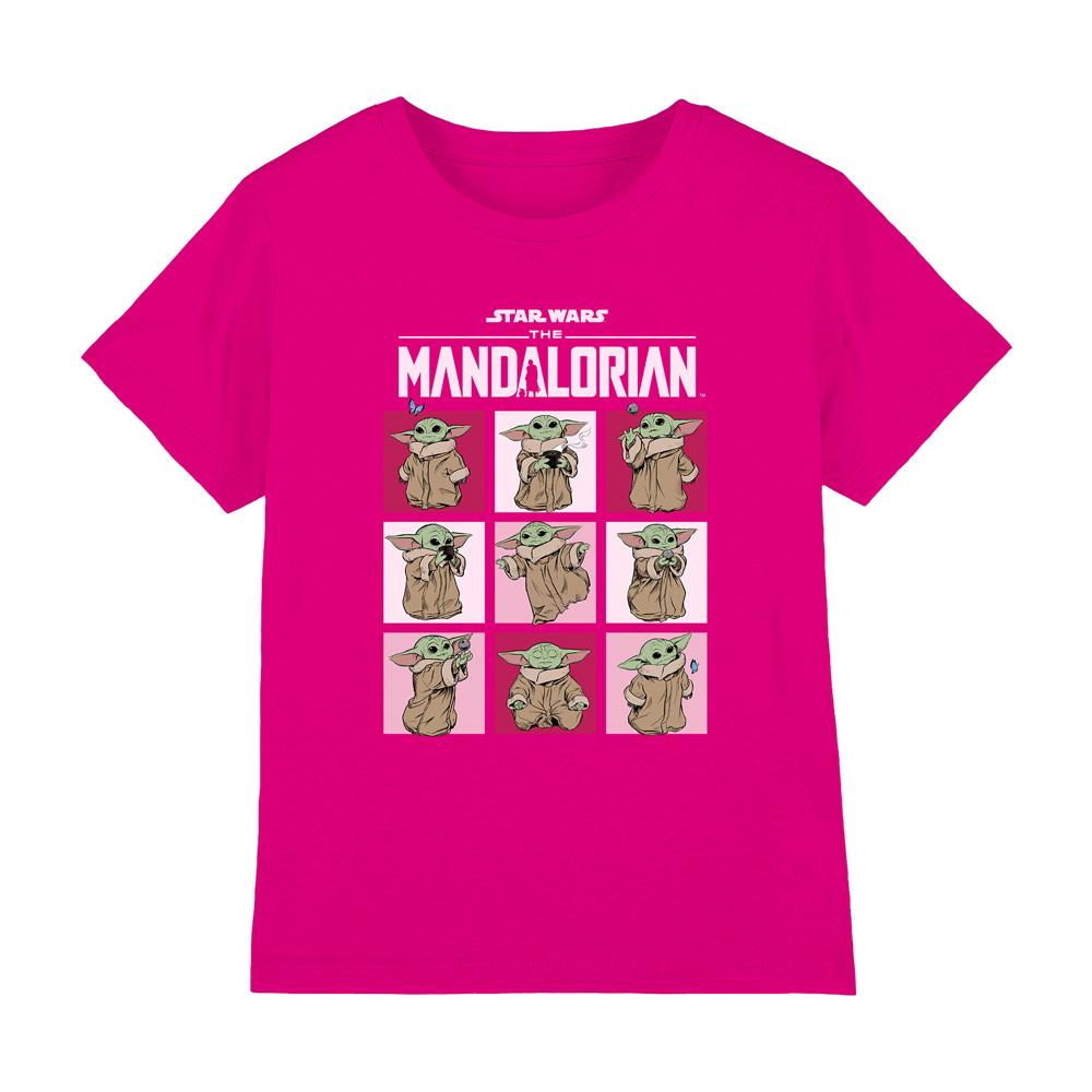 Hot Pink - Front - Star Wars The Mandalorian Childrens-Kids Grogu Squares T-Shirt