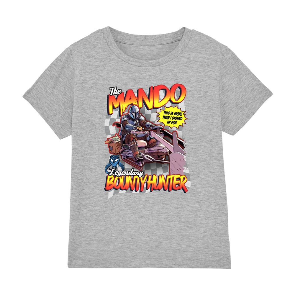 Athletic Heather - Front - Star Wars The Mandalorian Childrens-Kids Bounty Hunters Speed Bike T-Shirt