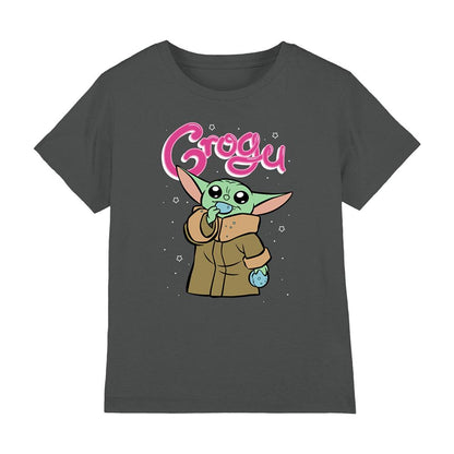 Charcoal - Front - Star Wars The Mandalorian Childrens-Kids Grogu Macaroon T-Shirt