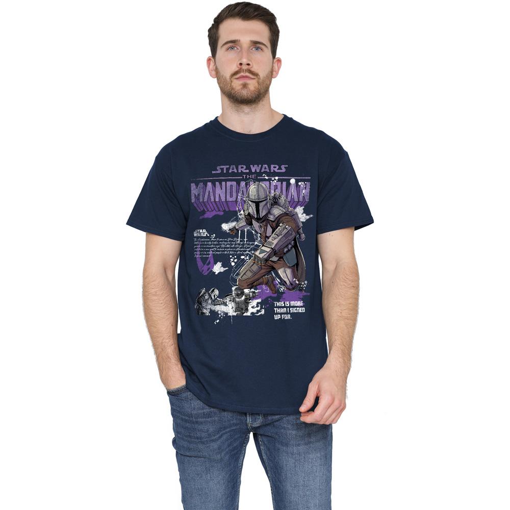 Navy - Back - Star Wars: The Mandalorian Unisex Adult Graffiti T-Shirt