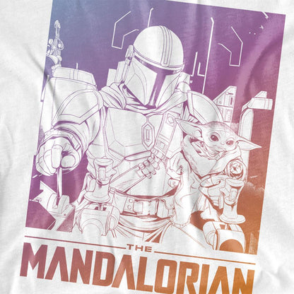 White - Back - Star Wars: The Mandalorian Childrens-Kids Gradient T-Shirt
