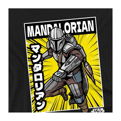 Black - Side - Star Wars The Mandalorian Childrens-Kids Comic Book Pose T-Shirt