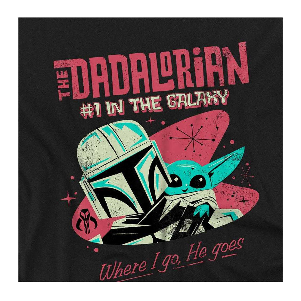 Black - Side - Star Wars: The Mandalorian Childrens-Kids Dadalorian 1 In The Galaxy T-Shirt
