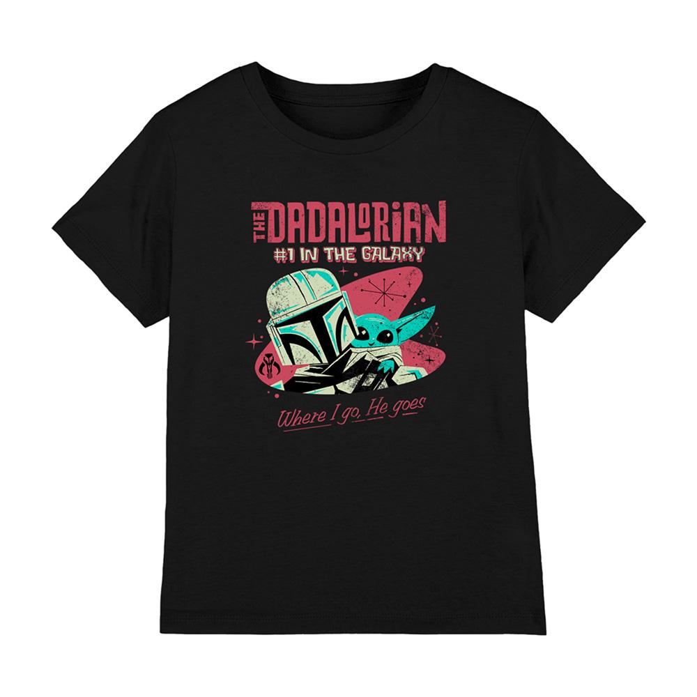 Black - Front - Star Wars: The Mandalorian Childrens-Kids Dadalorian 1 In The Galaxy T-Shirt