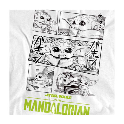 White - Side - Star Wars The Mandalorian Childrens-Kids Grogu Manga T-Shirt