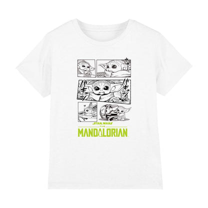 White - Front - Star Wars The Mandalorian Childrens-Kids Grogu Manga T-Shirt