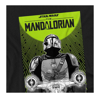 Black - Side - Star Wars The Mandalorian Childrens-Kids Razor Crest Poster T-Shirt