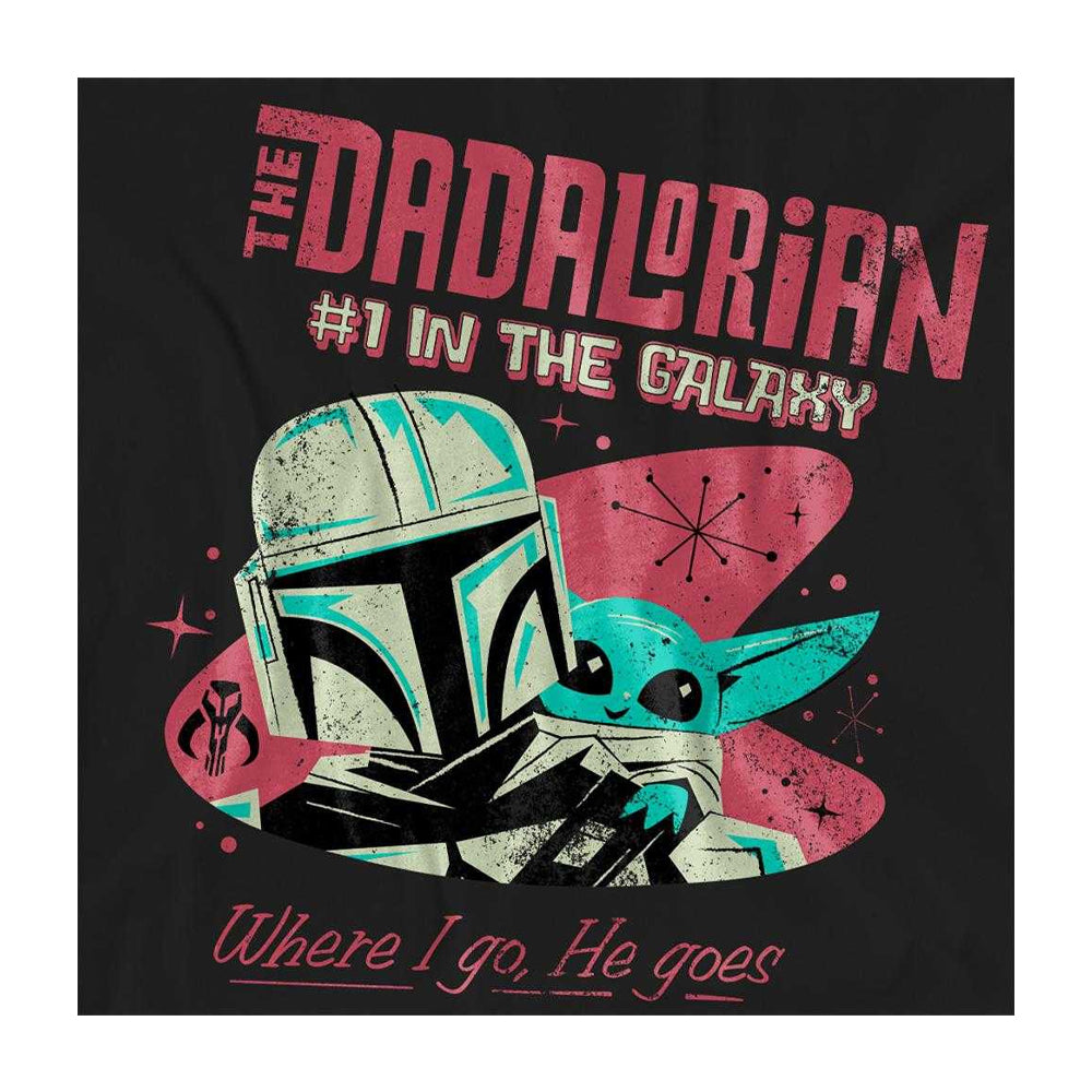 Black - Side - Star Wars: The Mandalorian Womens-Ladies Dadalorian 1 In The Galaxy T-Shirt