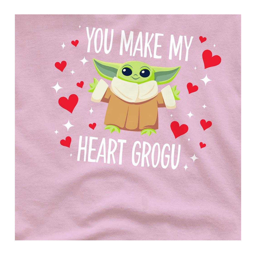 Pink - Side - Star Wars: The Mandalorian Unisex Adult You Make My Heart Grogu T-Shirt