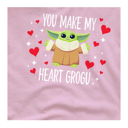 Pink - Side - Star Wars: The Mandalorian Unisex Adult You Make My Heart Grogu T-Shirt