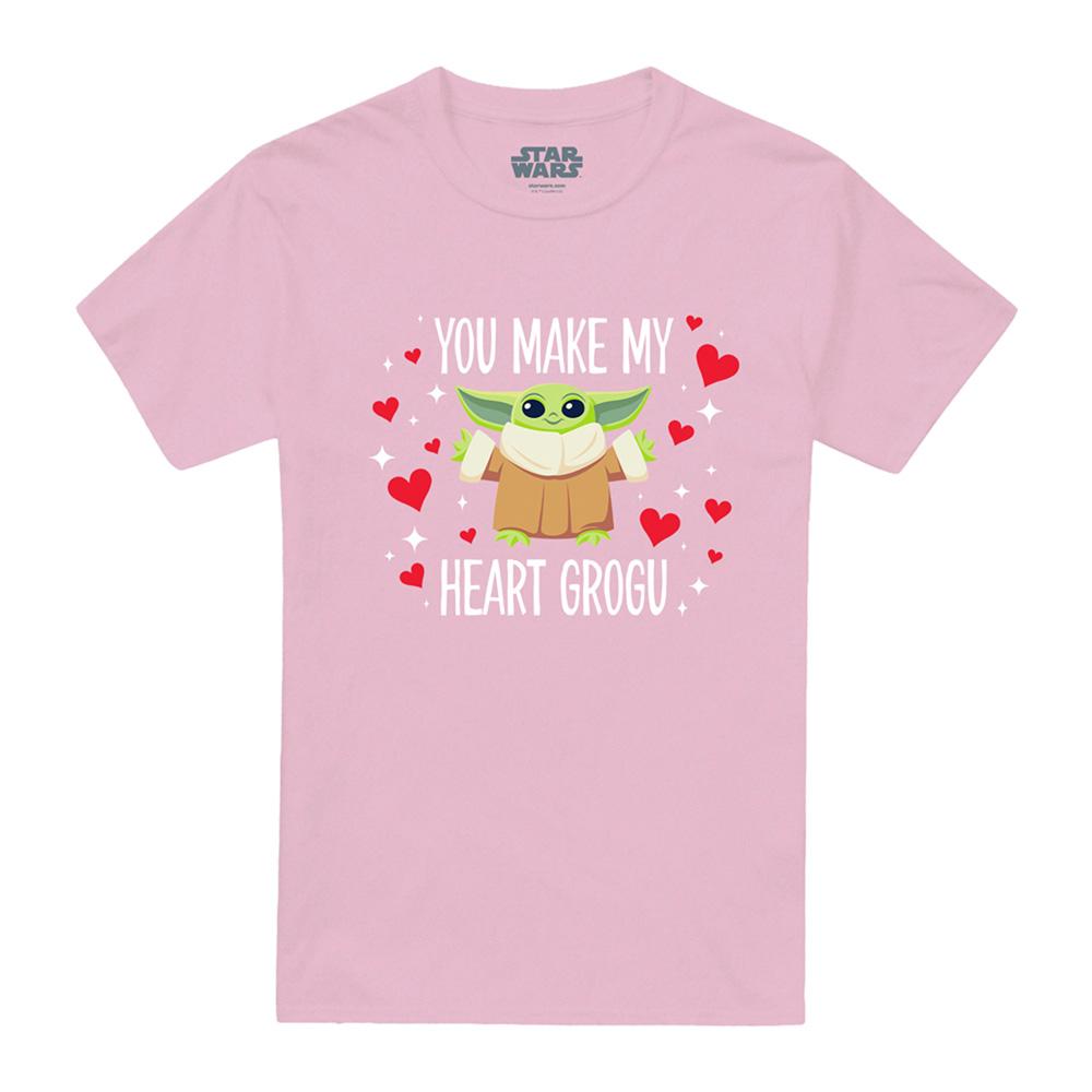 Pink - Front - Star Wars: The Mandalorian Unisex Adult You Make My Heart Grogu T-Shirt