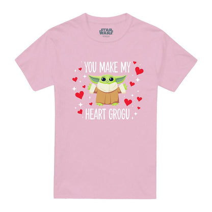 Pink - Front - Star Wars: The Mandalorian Unisex Adult You Make My Heart Grogu T-Shirt