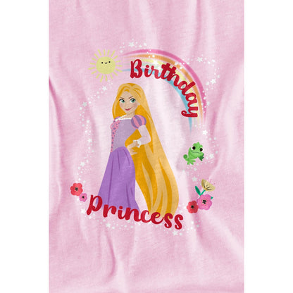 Pink - Side - Tangled Childrens-Kids Birthday Princess Rapunzel Pascal T-Shirt