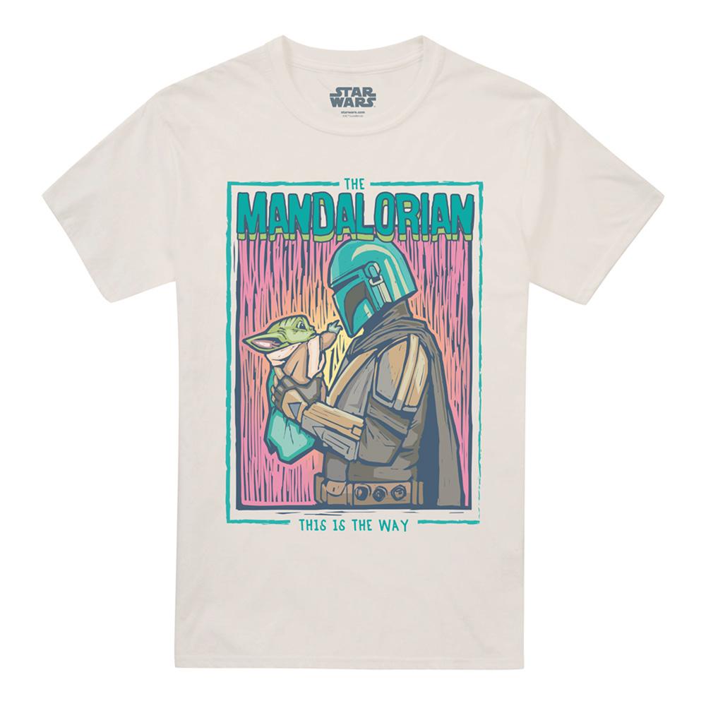 Natural - Front - Star Wars: The Mandalorian Unisex Adult This Is The Way Linocut T-Shirt