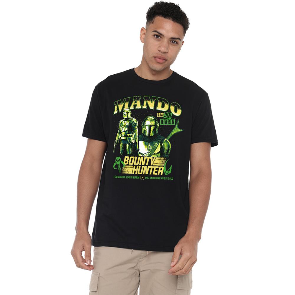 Black - Back - Star Wars: The Mandalorian Unisex Adult Bounty Hunter Mando T-Shirt