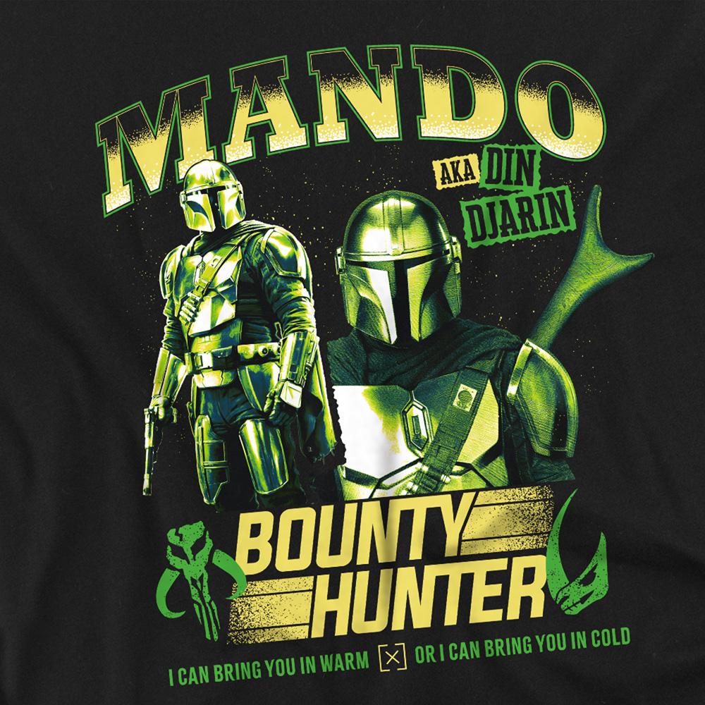 Black - Side - Star Wars: The Mandalorian Unisex Adult Bounty Hunter Mando T-Shirt