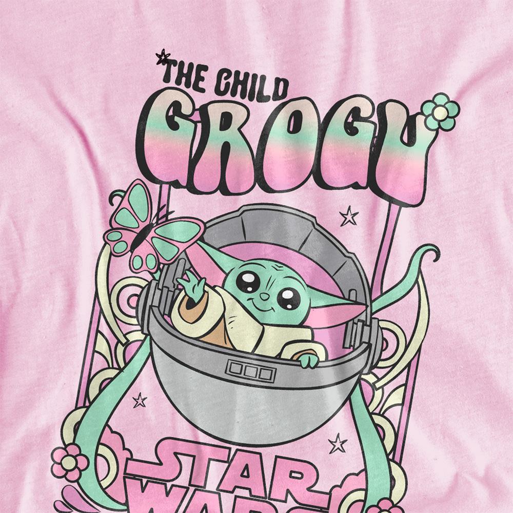 Pink - Back - Star Wars: The Mandalorian Childrens-Kids Festival Grogu T-Shirt