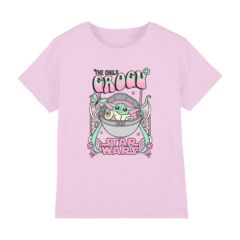 Pink - Front - Star Wars: The Mandalorian Childrens-Kids Festival Grogu T-Shirt
