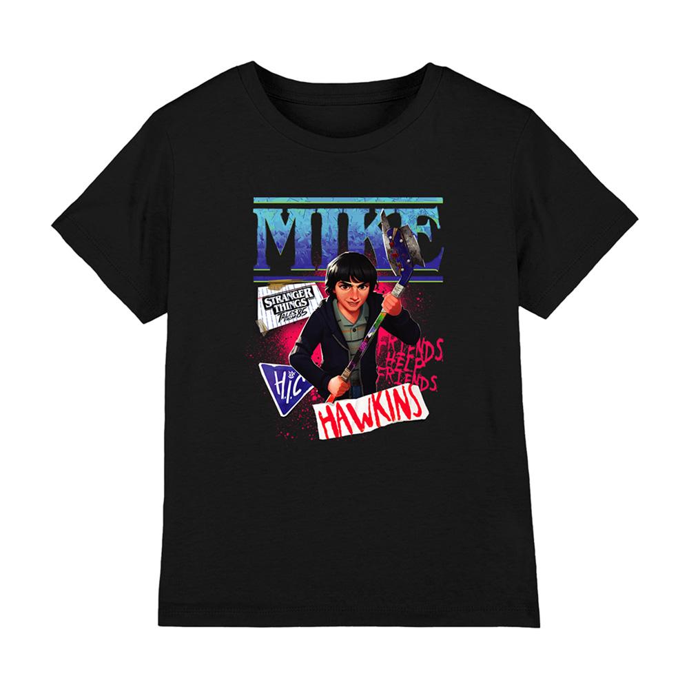 Black - Front - Stranger Things: Tales from ´85 Childrens-Kids Mike T-Shirt