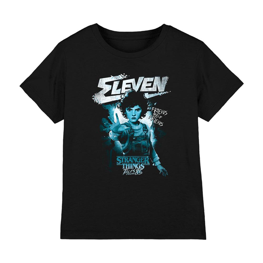 Black - Front - Stranger Things: Tales from ´85 Childrens-Kids Eleven Mono T-Shirt