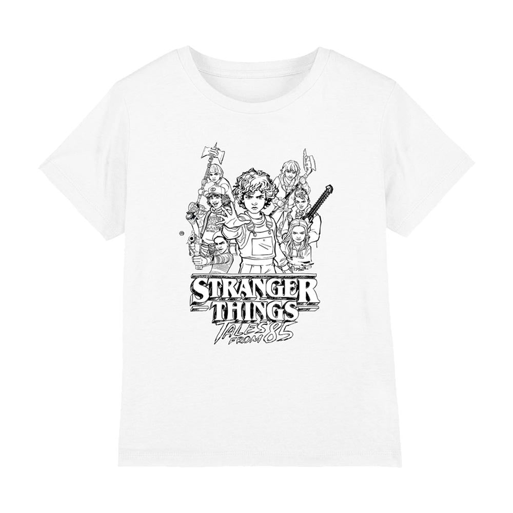 White - Front - Stranger Things: Tales from ´85 Childrens-Kids Group Sketch T-Shirt
