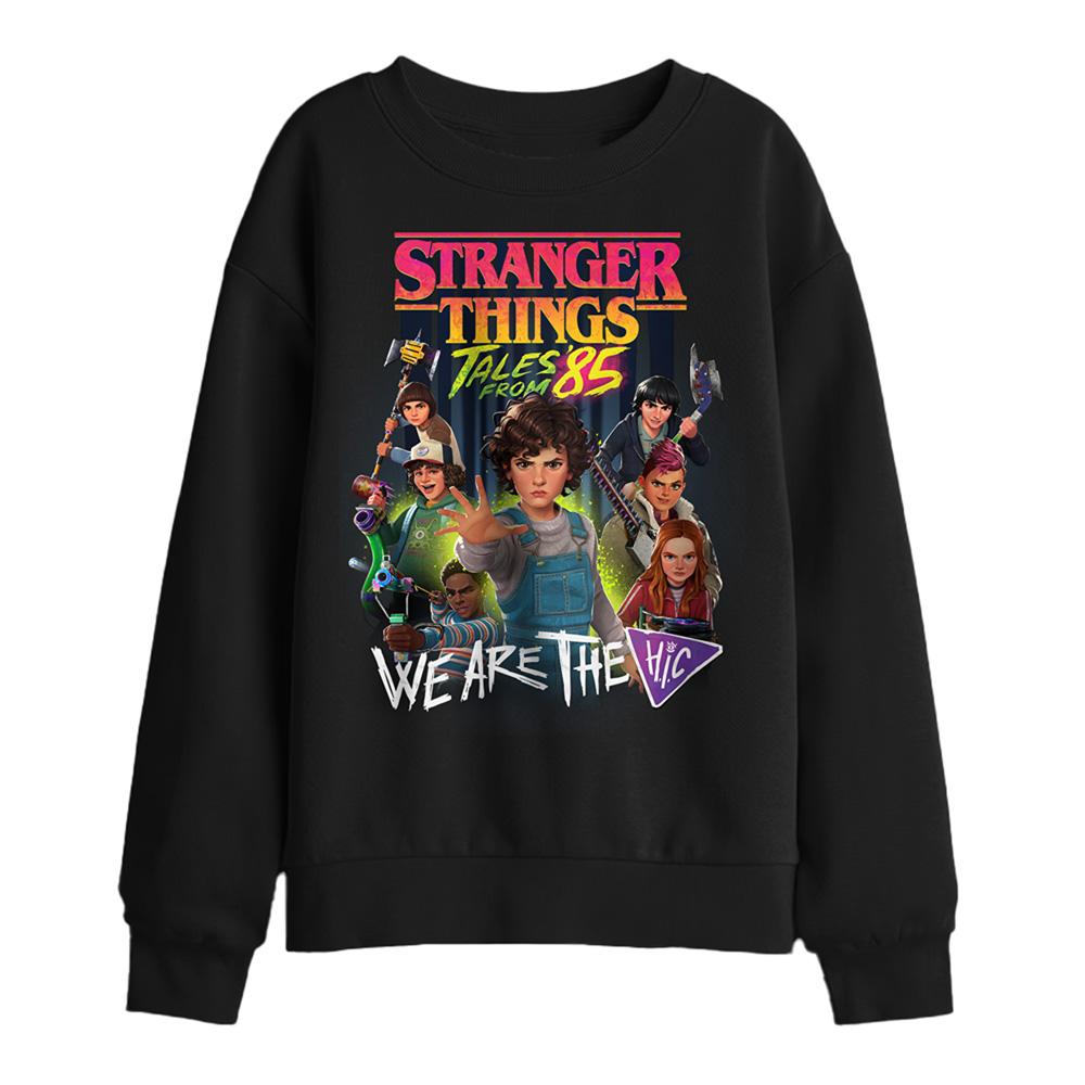 Black - Front - Stranger Things: Tales from ´85 Childrens-Kids Hic Poster Sweatshirt