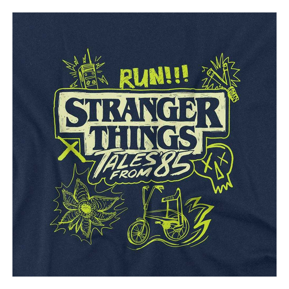 Navy - Side - Stranger Things: Tales from ´85 Childrens-Kids Graffiti Glow T-Shirt