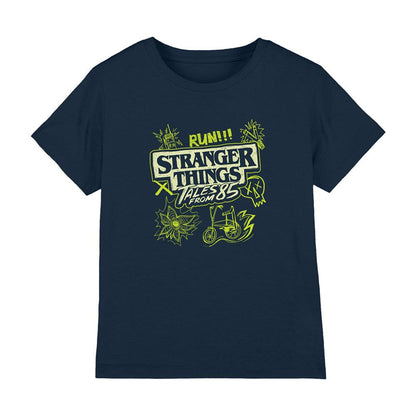 Navy - Front - Stranger Things: Tales from ´85 Childrens-Kids Graffiti Glow T-Shirt