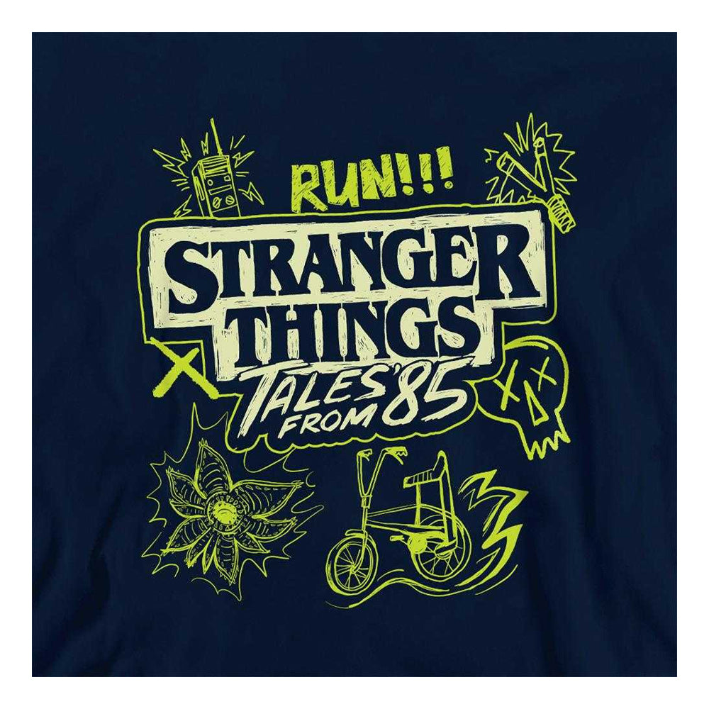 Navy - Side - Stranger Things: Tales from ´85 Childrens-Kids Graffiti Glow Hoodie