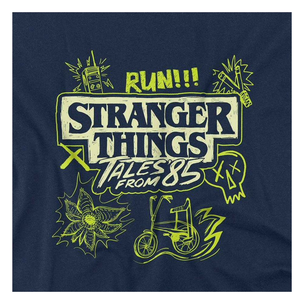 Navy - Side - Stranger Things: Tales from ´85 Childrens-Kids Graffiti Glow Sweatshirt
