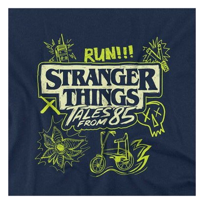Navy - Side - Stranger Things: Tales from ´85 Childrens-Kids Graffiti Glow Sweatshirt