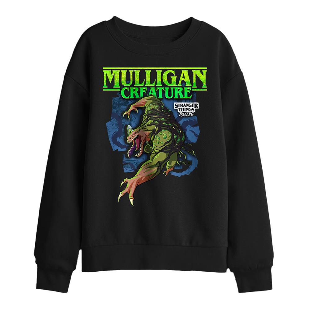 Black - Front - Stranger Things: Tales from ´85 Childrens-Kids Mulligan Sweatshirt