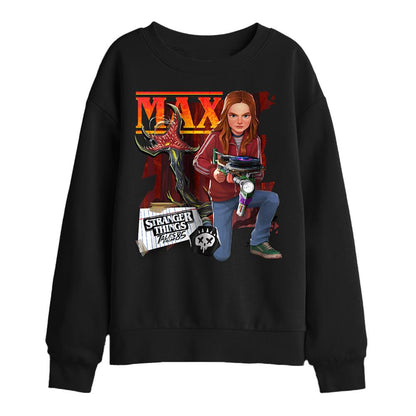 Black - Front - Stranger Things: Tales from ´85 Childrens-Kids Max Sweatshirt