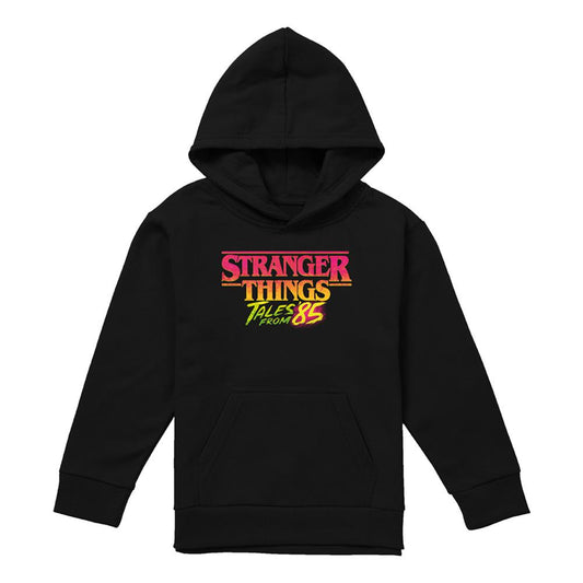 Black - Front - Stranger Things: Tales from ´85 Childrens-Kids Logo Hoodie
