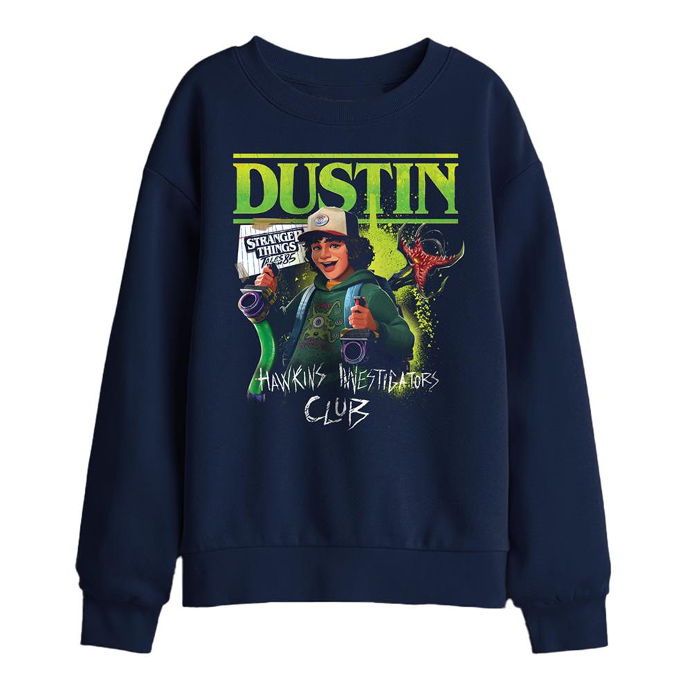 Navy - Front - Stranger Things: Tales from ´85 Childrens-Kids Dustin Sweatshirt
