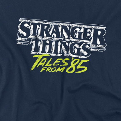 Navy - Side - Stranger Things: Tales from ´85 Childrens-Kids Two Tone Logo T-Shirt