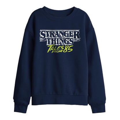 Navy - Front - Stranger Things: Tales from ´85 Childrens-Kids Two Tone Logo Sweatshirt
