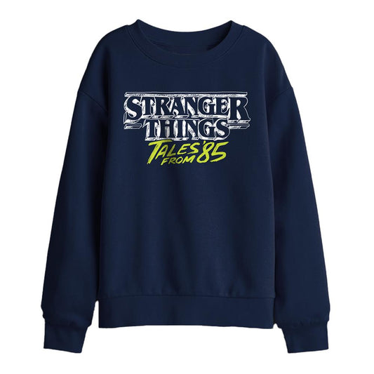 Navy - Front - Stranger Things: Tales from ´85 Childrens-Kids Two Tone Logo Sweatshirt
