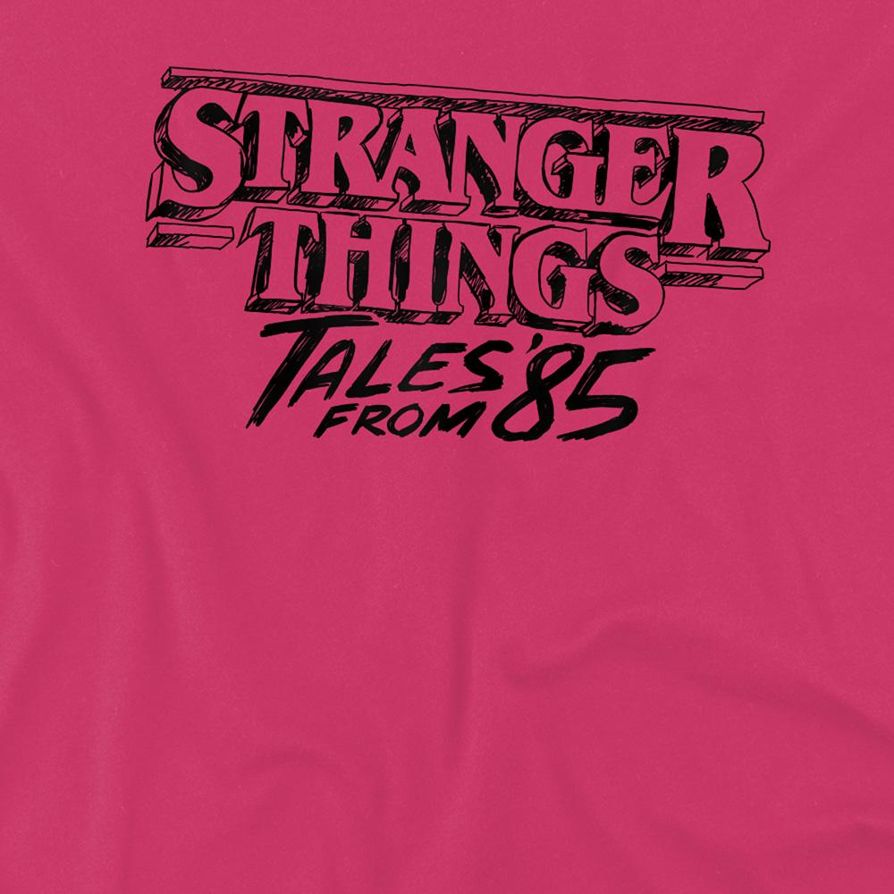 Hot Pink - Side - Stranger Things: Tales from ´85 Childrens-Kids Sketch Logo T-Shirt