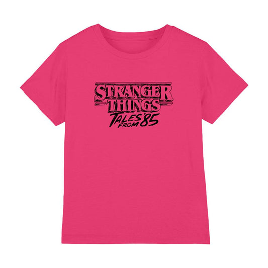 Hot Pink - Front - Stranger Things: Tales from ´85 Childrens-Kids Sketch Logo T-Shirt