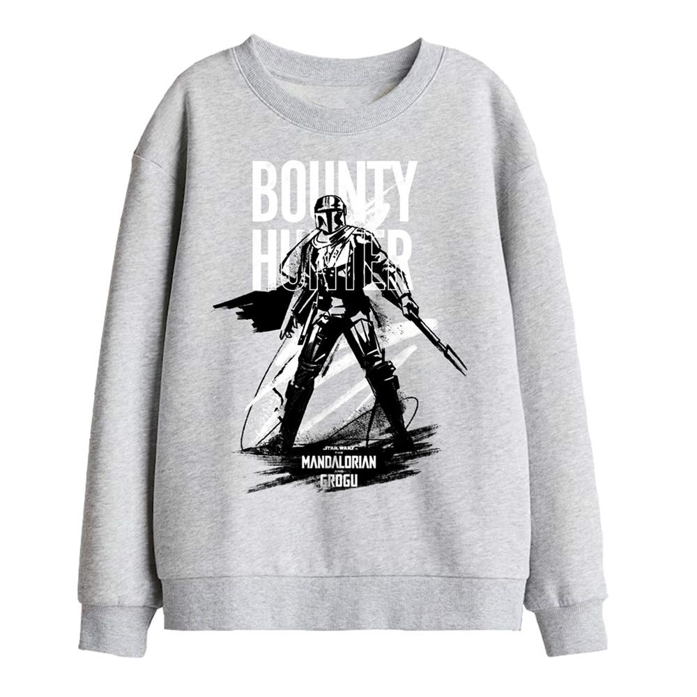 Athletic Heather - Front - The Mandalorian & Grogu Childrens-Kids Bounty Hunter Ink Sweatshirt